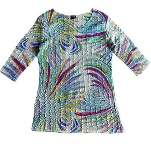 Magic! It Fits Tunic Dress One Size Abstract Colorful Half Sleeve Mini Artsy